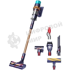 Пылесос вертикальный Dyson SV23 GEN5 DT ABS желтый/синий, питание от аккумулятора, 262 Вт, уборка сухая, пылесборник 0.77 л, работа от АКБ max 70 мин.