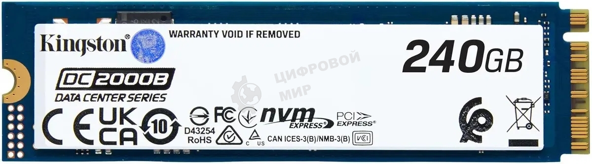 Накопитель SSD Kingston DC2000B, 240Gb, PCIe 4.0 x4, M.2 2280, R/W 4500/400