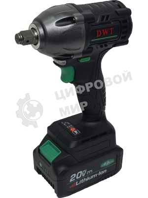 Гайковерт ударный аккумуляторный DWT ABWP-20 DN-4C2 BMC /20В/350 Нм/2400 об.в мин/3000 уд.в мин/M12-M22/бесщеточный мотор/LED-подсветка/2 АКБ, 4 А·ч/ЗУ/кейс/черный (ABWP-20 DN-4C2 BMC)