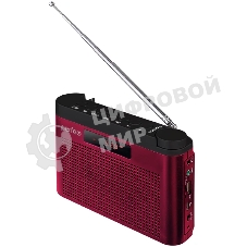 Радиоприемник Perfeo цифровой ТАЙГА FM+ 66-108МГц/ MP3/ встроенный аккум,USB/ бордовый (I70RED) PF_C4940