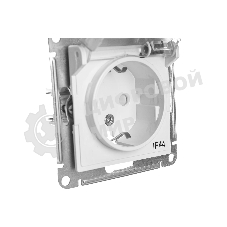 Механизм розетки 1-м СП AtlasDesign AQUA с заземл. защ. шторки с защ. крышкой 16А IP44 белый, SchE ATN440146