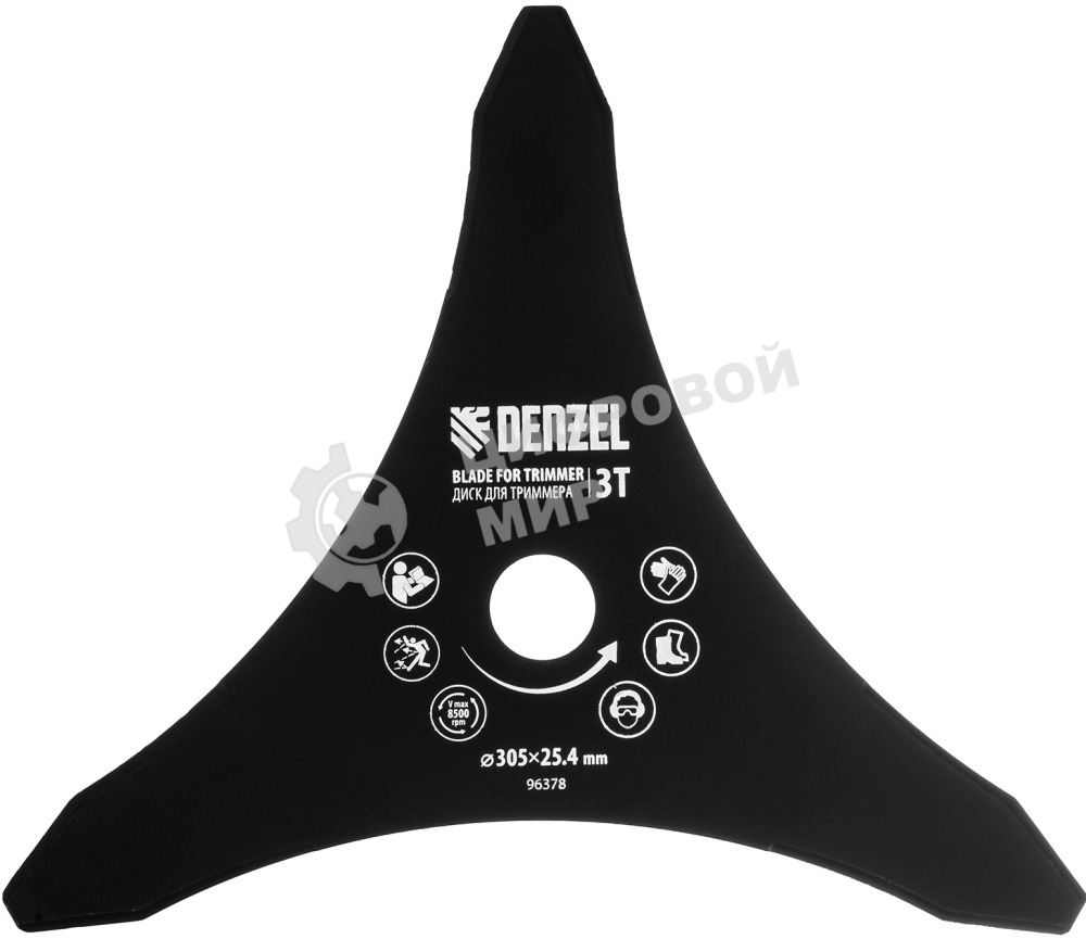 Диск для триммера Denzel 305 х 25,4 мм, толщина 1,6 мм, 3 лезвия