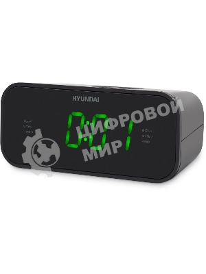 Радиобудильник Hyundai H-RCL221 черный LCD подсв:зеленая часы:цифровые FM