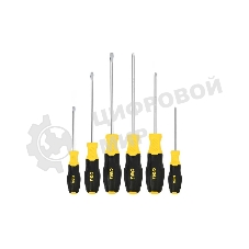 Набор отверток Deli DL630006N 6шт SL5x75 + SL5x100 + SL6x150 + PH1x75 + PH1x100 + PH2x150 сталь Cr-V, двухкомпонентная прорезиненная рукоять