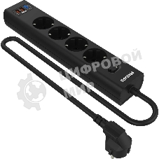 Сетевой фильтр Philips CHP8246BB/51, 3м, 4 розетки, черный