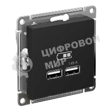 Карбон Розетка USB, 5В, 1 порт x 2,1 А, 2 порта х 1,05 А, механизм ATN001033 Schneider Electric