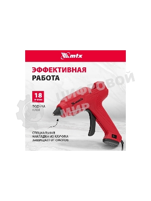 Клеевой пистолет Matrix 11 мм, 40 (100) Вт, 18 г/мин, выключатель и индикатор напряжения