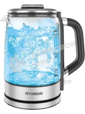 Чайник электрический Hyundai HYK-G5501 1.7 л, 2200 Вт, серебристый/черный