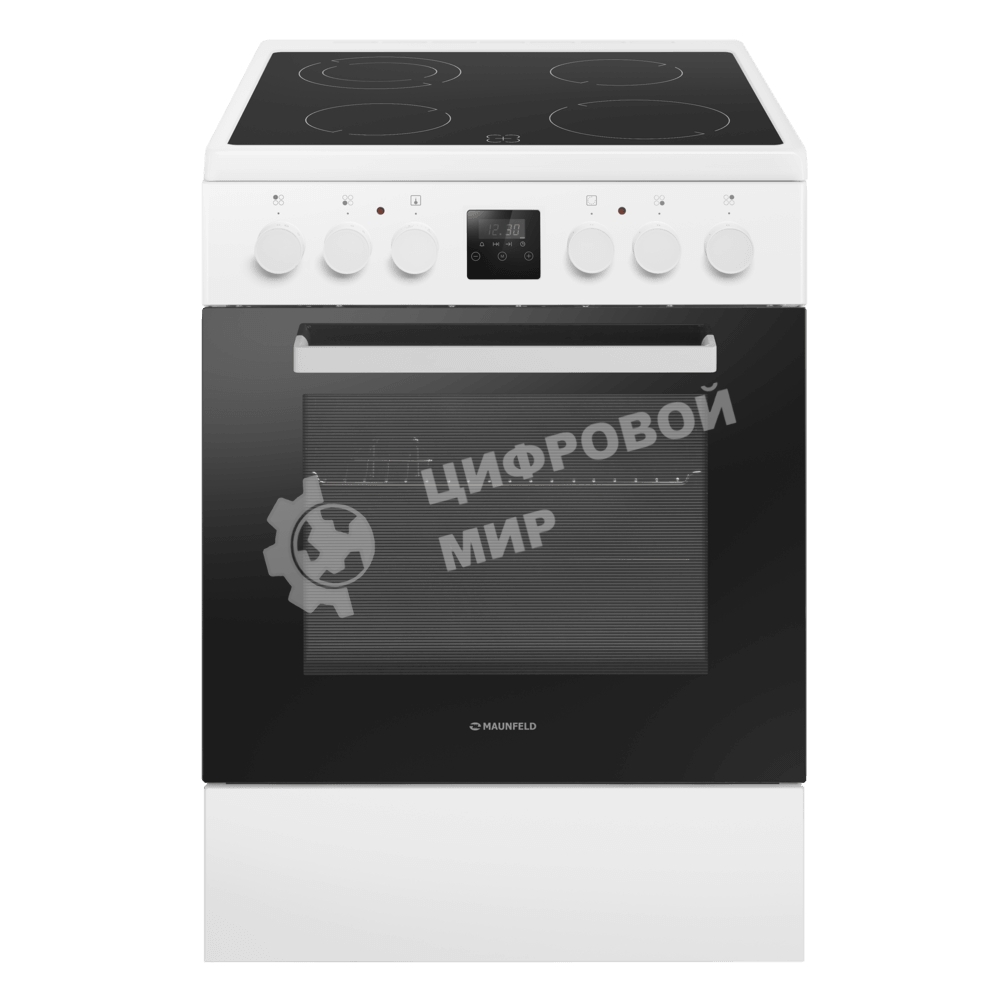 Плита электрическая Maunfeld MEC67CW08TD белый, конфорок 4 шт, духовка 59 л, 60 см x 85 см x 60 см