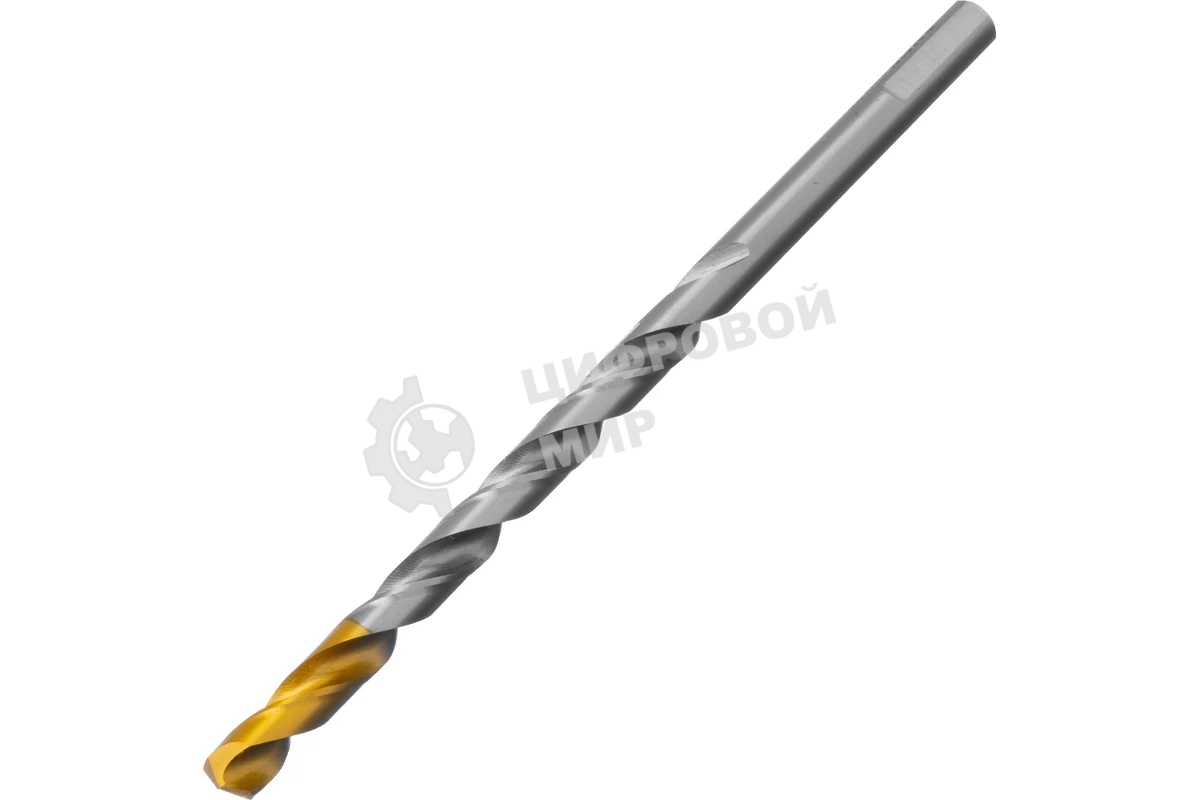 Сверло спиральное по металлу Denzel 7,5 х 156 мм, Р6М5, Golden Tip, удлиненное