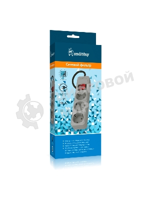 Сетевой фильтр 16А, 3500 Вт, 3 гнезда, без з/ш, с з/к, ПВС 3x1.0, 5 м, серый (SBSP-3-50-G)