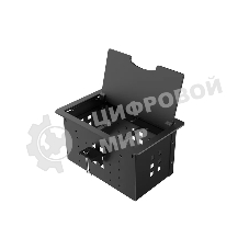 Прямоугольный металлический корпус Wize Pro WRTS-12BOX-B для модульной системы врезного лючка в стол с откидывающейся крышкой, до12 модулей-вставок, беспроводная зарядка 10Вт для моб.устройств на крышке, преустановленная рамка,черный