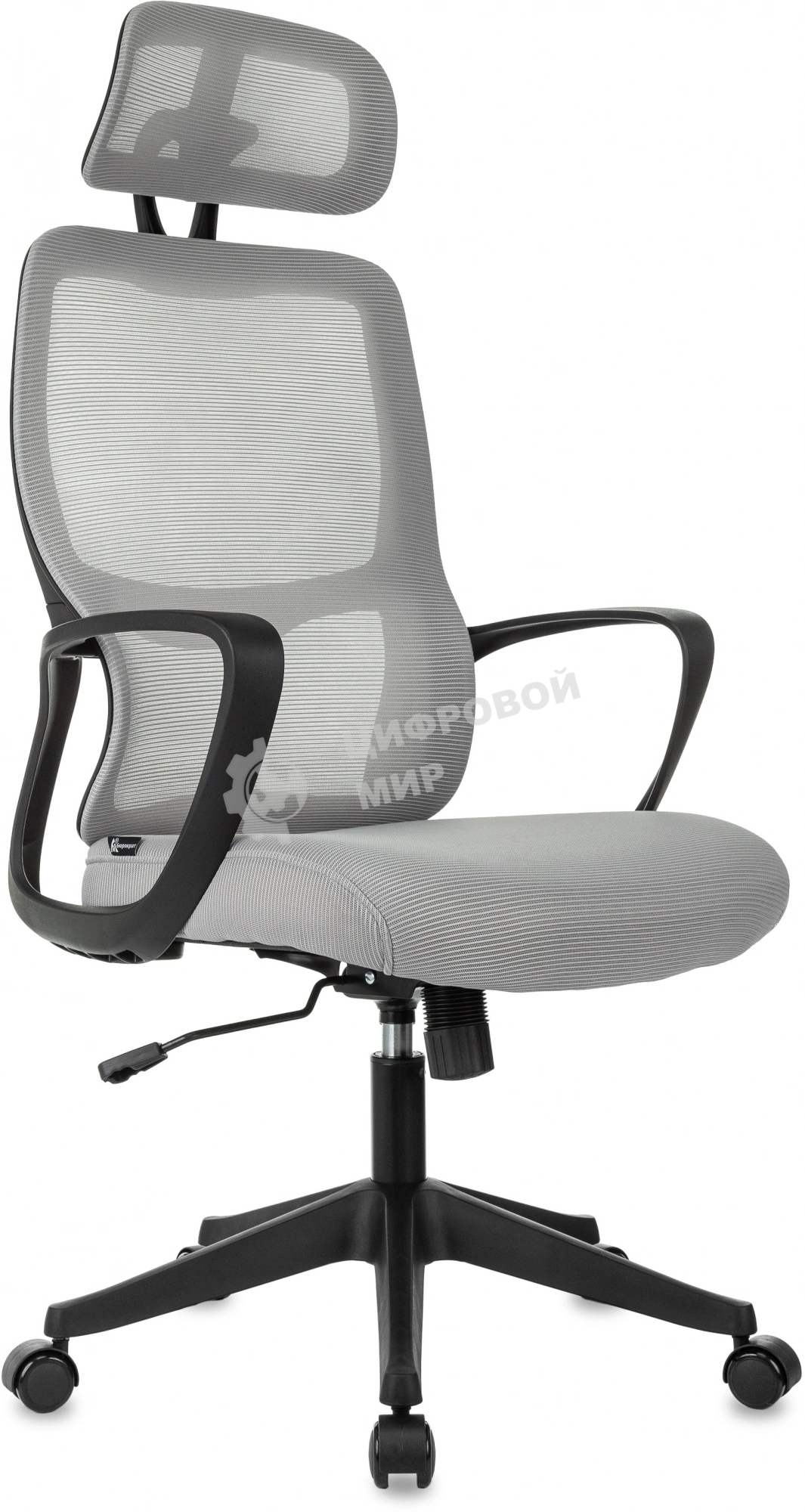 Кресло Бюрократ Wise серый, сетка, подголовник