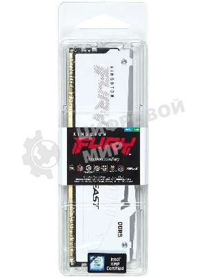 Оперативная память Kingston Fury Beast, DDR5, 32Gb (1x32Gb), 5600MHz, CL40, DIMM, с радиаторами, RGb, белый