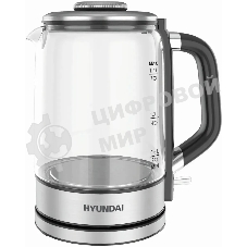Чайник электрический Hyundai HYK-G5501 1.7 л, 2200 Вт, серебристый/черный