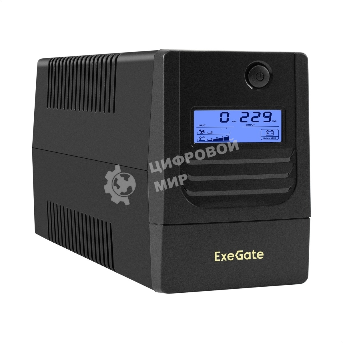 Источник бесперебойного питания ExeGate Smart LB-800.LCD.AVR.2SH.USB (800VA/480W, LCD, AVR, 2*Schuko, USB, батарея 12V 9Ah, Black)