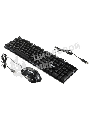Комплект клавиатура+мышь Defender Glion C-123 проводной, USB, 1600 DPI, чёрный