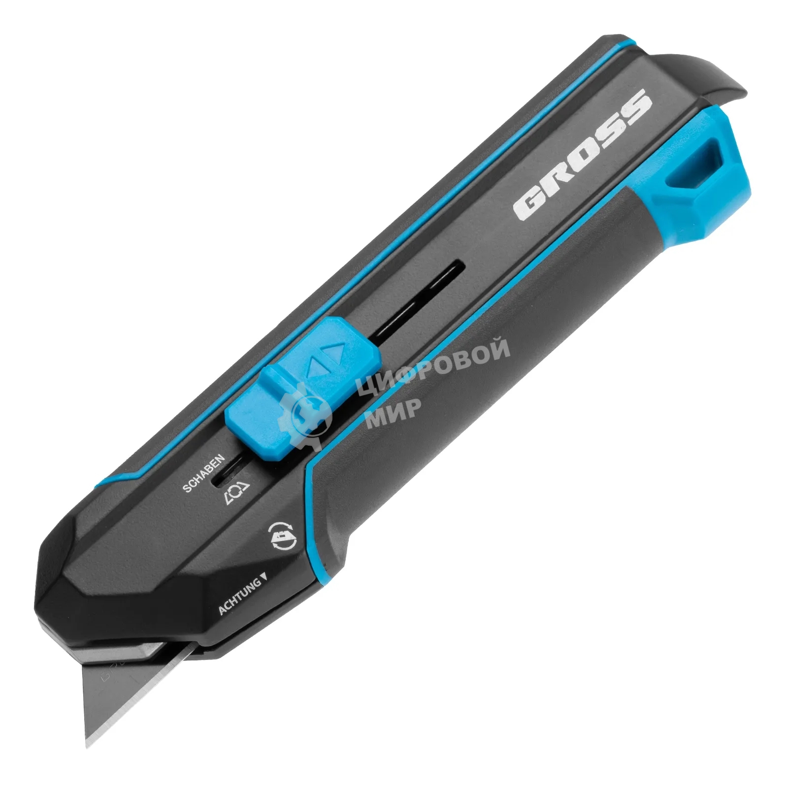 Нож-скребок выдвижной Gross 78890, 19 мм, сменное лезвие, SK2, 5 запас. лезвий, алюмин. корпус