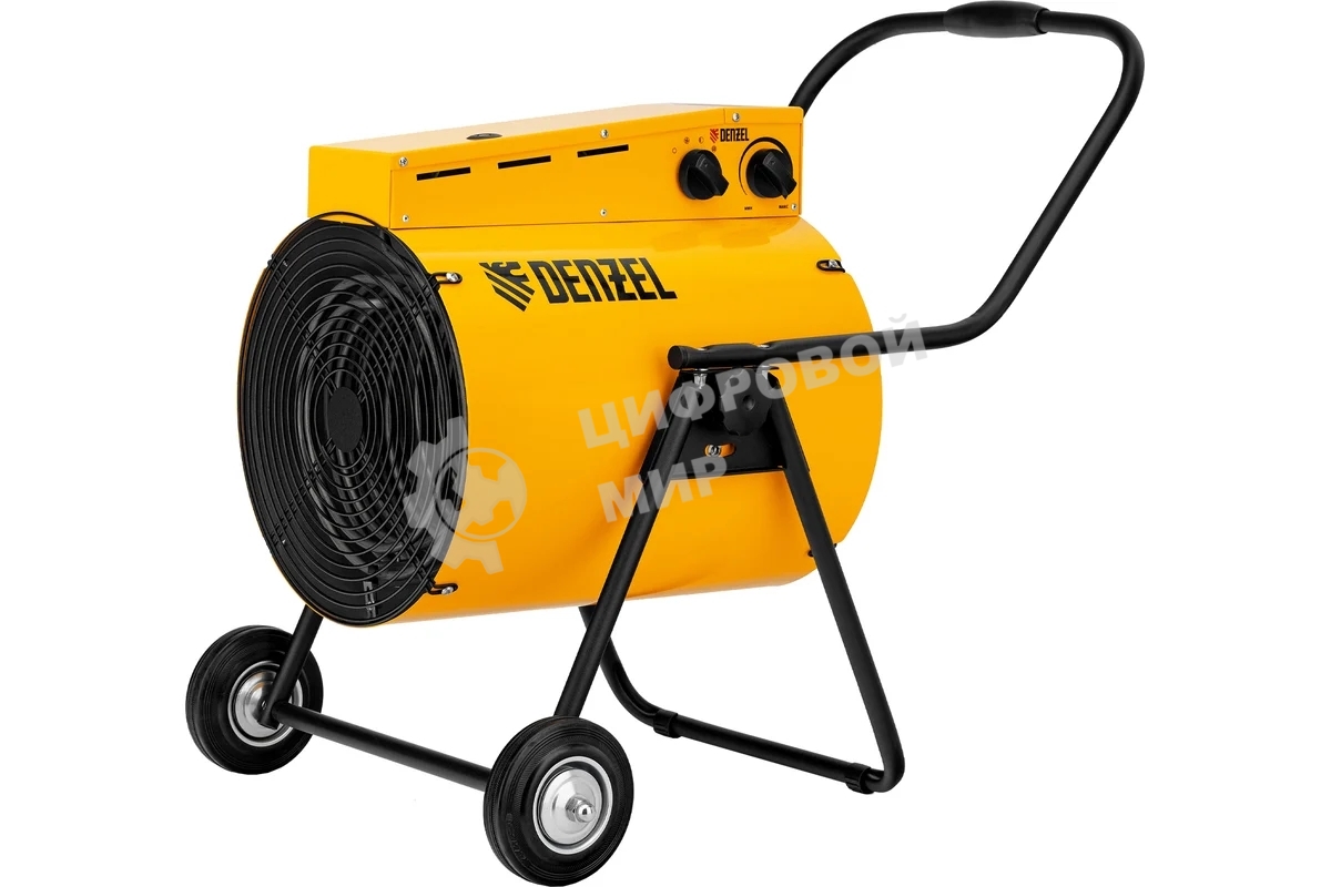 Тепловая пушка Denzel SFH-15000, 400 В, желтый, 120/9000/15000 Вт, 150 м2, термостат