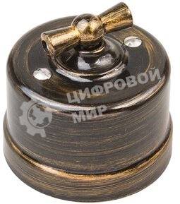 Выключатель проходной поворотный Bironi B1-201-25 1-кл. ОП Лизетта 10А IP20 ретро 4 полож. ABS-пластик бронза