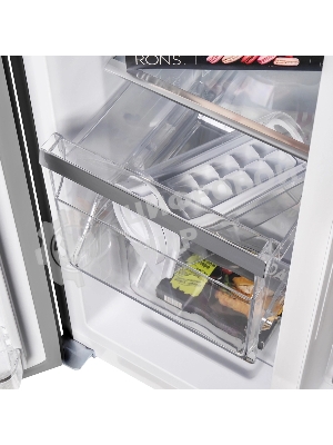 Холодильник Maunfeld MFF177NFB Slim Inverter черный двухкамерный 352/198л морозилка слева, No Frost, Side by Side