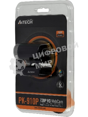 Веб-камера A4Tech PK-910P 1280x720, 30 кадр/с, USB Type-A, микрофон, универсальное крепление