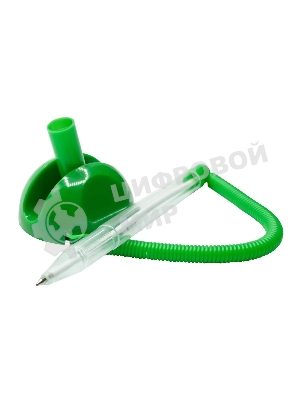 Ручка шариковая Buro зеленый, d=0.7мм, синие чернила, индивидуальный пакет с европодвесом, на подставке, сменный стержень, линия 0.5мм, круглая