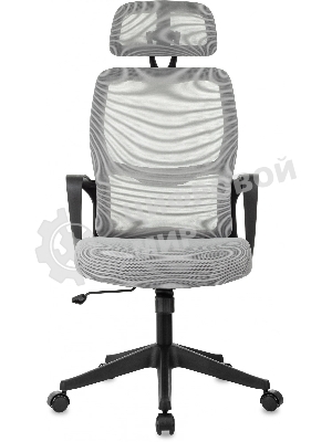 Кресло Бюрократ Wise серый, сетка, подголовник