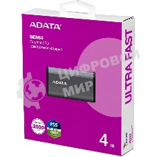 Внешний SSD ADATA Elite SE880, 4TB, USB 3.2 Gen 2x2 Type-C, R/W 2000/2000, серый