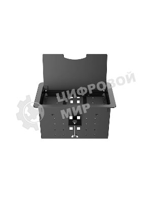 Прямоугольный металлический корпус Wize Pro WRTS-12BOX-B для модульной системы врезного лючка в стол с откидывающейся крышкой, до12 модулей-вставок, беспроводная зарядка 10Вт для моб.устройств на крышке, преустановленная рамка,черный