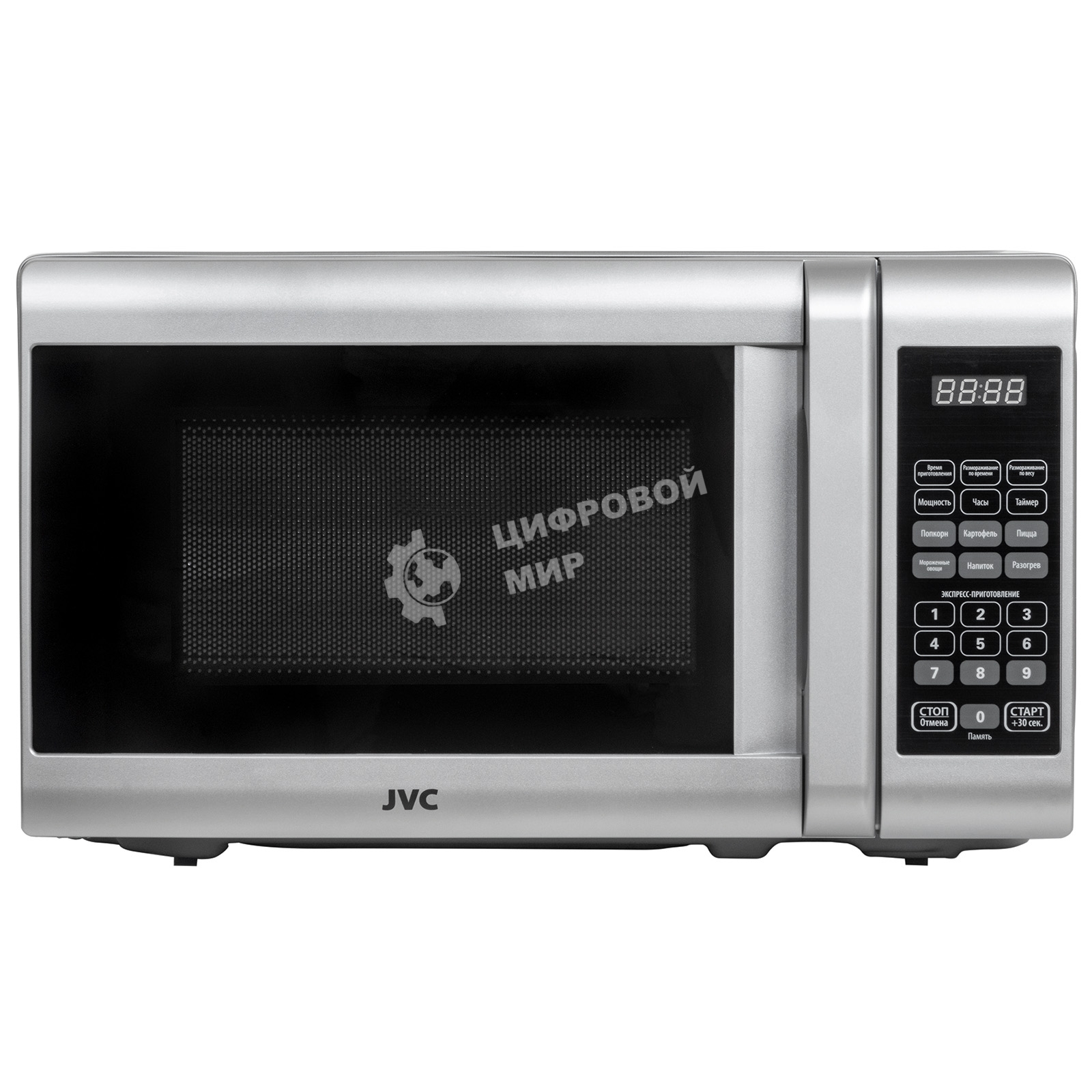 Микроволновая печь JVC JK-MW382S серебристый, 20 л, 700 Вт, переключатели - сенсор