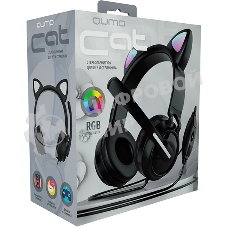 Гарнитура QUMO Game Cat чёрный, проводная, USB, подсветка