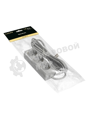 Удлинитель Exegate ECE-3-1.8G (EX285802RUS), серый, 1.8 м, евровилка с заземлением, 3 евророзетки с заземлением, 2200 Вт