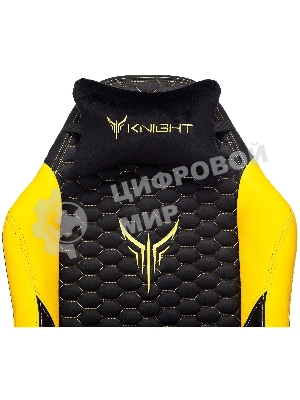 Кресло Knight Neon черный/желтый, экокожа, 120 кг, механизм качания