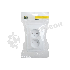 Розетка 2-м СП Вега РС12-2-ВБ без заземл. контакта без защ. штор 10А белый IEK ERV20-K01-10-DM