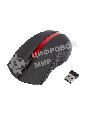 Мышь беспроводная HIPER HOMW-073 черный/красный, 1000 dpi, радиоканал, USB, кнопки - 3