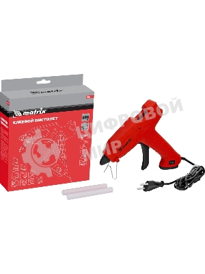 Клеевой пистолет Matrix 11 мм, 40 (100) Вт, 18 г/мин, выключатель и индикатор напряжения