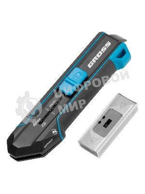 Нож-скребок выдвижной Gross 78890, 19 мм, сменное лезвие, SK2, 5 запас. лезвий, алюмин. корпус