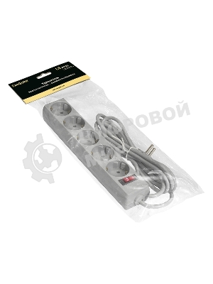 Удлинитель Exegate EC-5-1.8G (EX285798RUS), серый, 1,8 м, евровилка с заземлением, 5 евророзеток с заземлением, 2200 Вт
