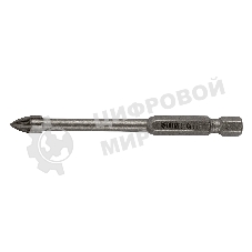 Сверло по керамической плитке Denzel 6 мм, крестовая пластина, 6-гр. хвостовик