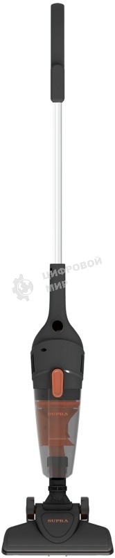 Пылесос вертикальный SUPRA VCS-1055 черный/оранжевый, питание от сети, 800 Вт, уборка сухая, пылесборник 1 л