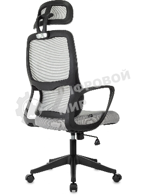 Кресло Бюрократ Wise серый, сетка, подголовник