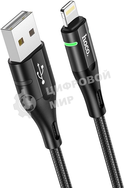 Кабель Hoco U93 Shadow iP USB (m)-Lightning (m) 1.2м черный коробка