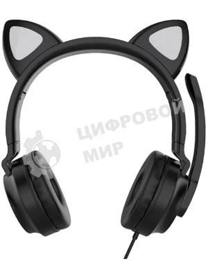 Гарнитура QUMO Game Cat чёрный, проводная, USB, подсветка