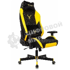 Кресло Knight Neon черный/желтый, экокожа, 120 кг, механизм качания