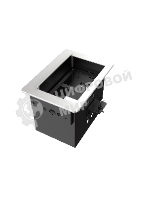 Прямоугольный металлический корпус Wize Pro WRTS-06BOX-S для модульной системы врезного лючка в стол с убирающейся крышкой для установки до 6 модулей-вставок, преустановленная рамка, серебристый