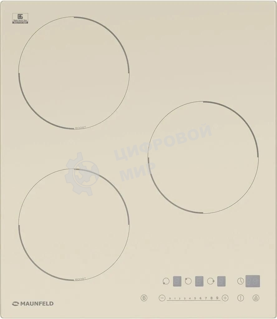 Индукционная варочная панель Maunfeld EVI.453-BG, конфорок: 3 шт., стеклокерамика, независимая, бежевый