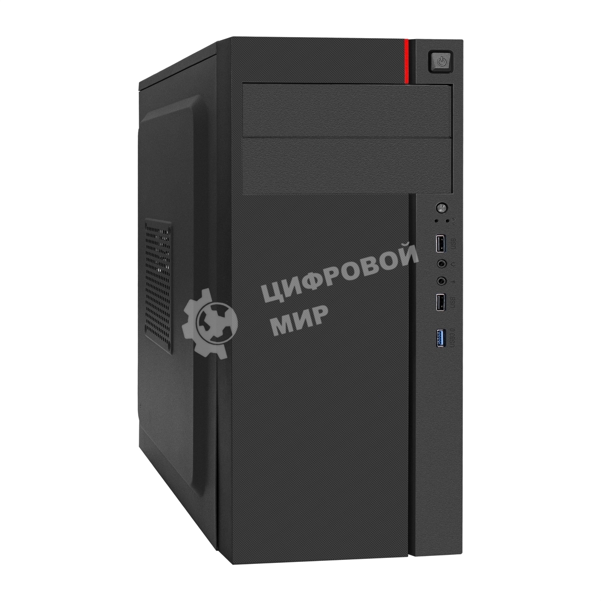 Компьютерный корпус Miditower ExeGate AA-440U-AA500 (ATX, AA500 8 см, 2*USB+1*USB 3.0, аудио, черный)