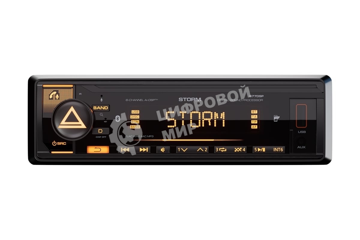 Автомагнитола AURA STORM-677DSP, 1 DIN, Bluetooth, USB Type-A, AUX, пульт ДУ