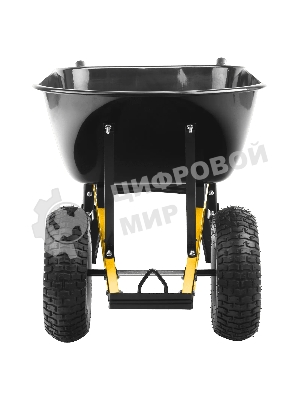 Тачка строительная Denzel усиленная, объем 140 л, 250 кг, двухколесная, колесо 15х6.00-6